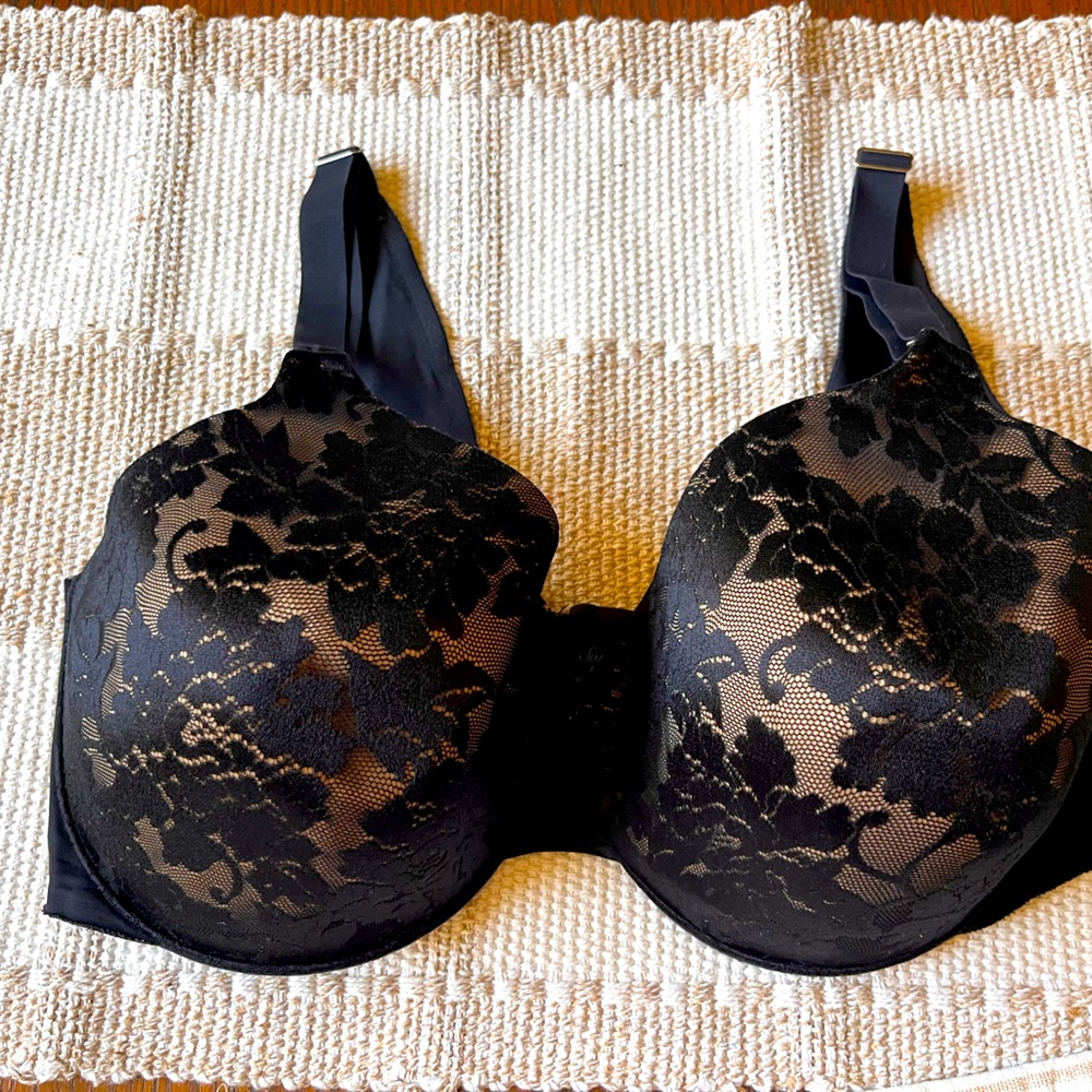 Soma Vanishing Back Black Lace Bra Full Coverage Molded Cups 40DD